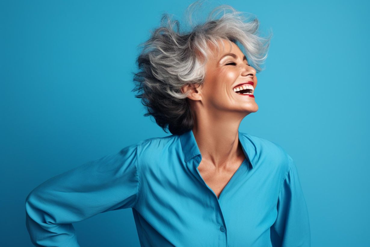 mature woman laughing